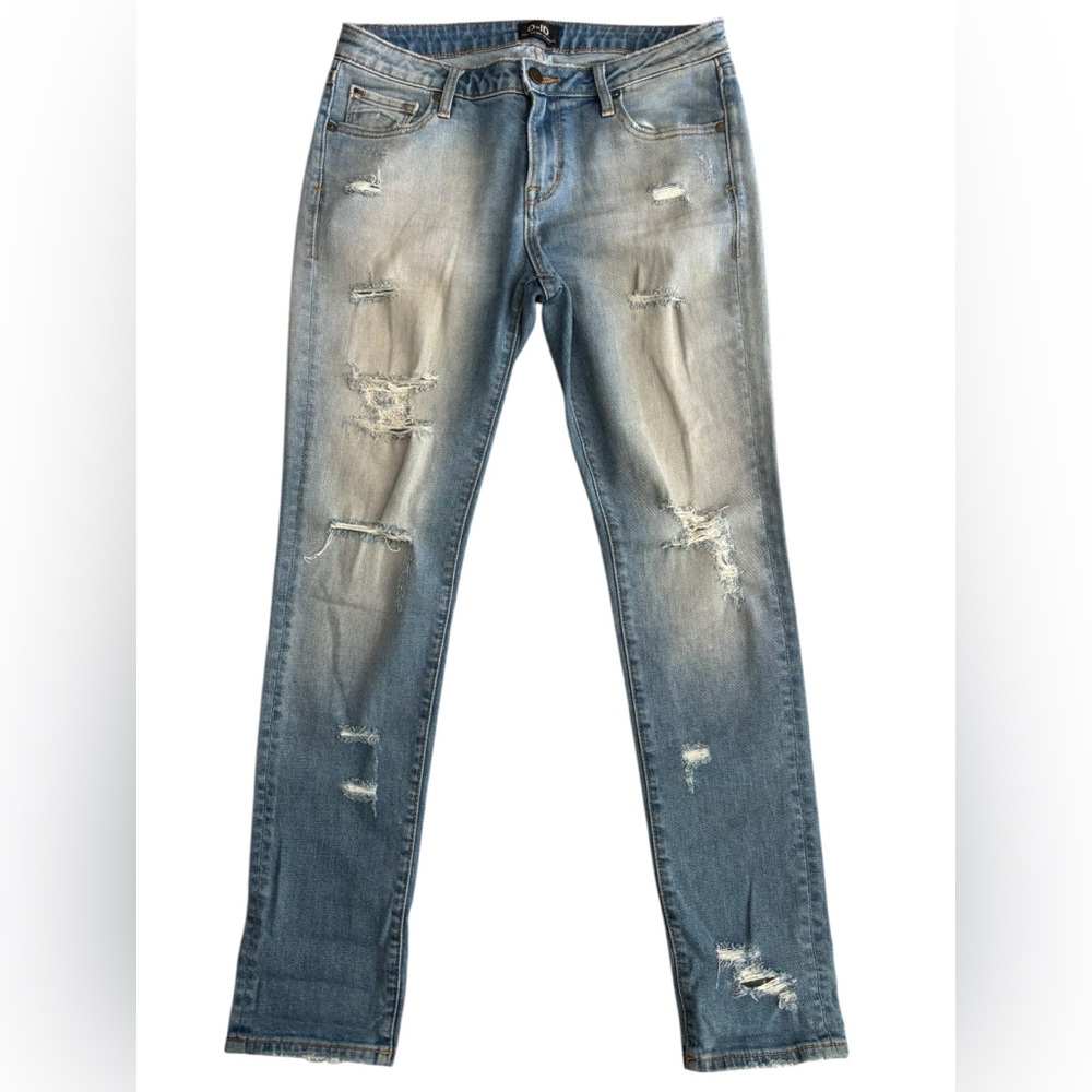 D-ID DENIM PARIS SLOUCHY SKINNY BOYFRIEND JEANS DISTRESSED BLUE SIZE 26